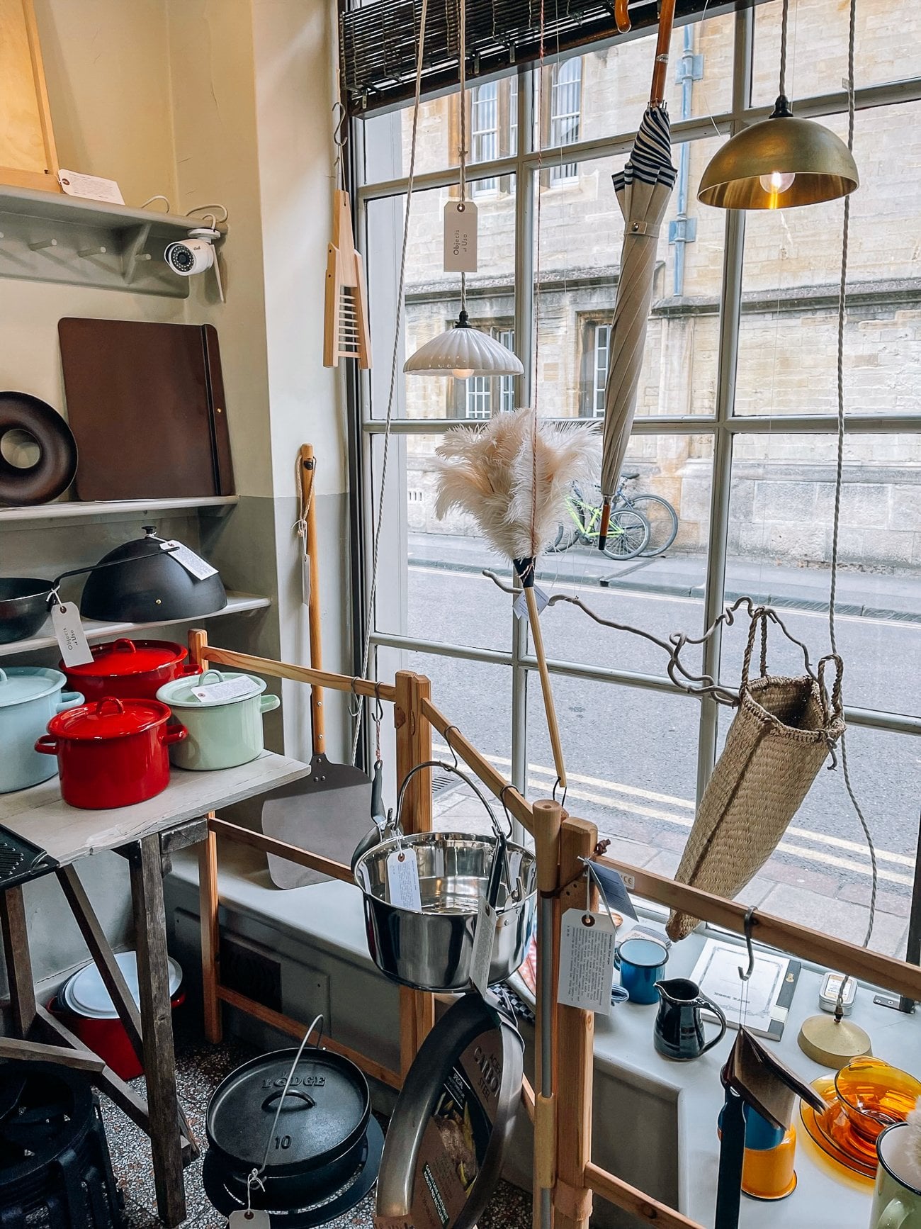Cleaning supplies in the window of a shop in Oxford