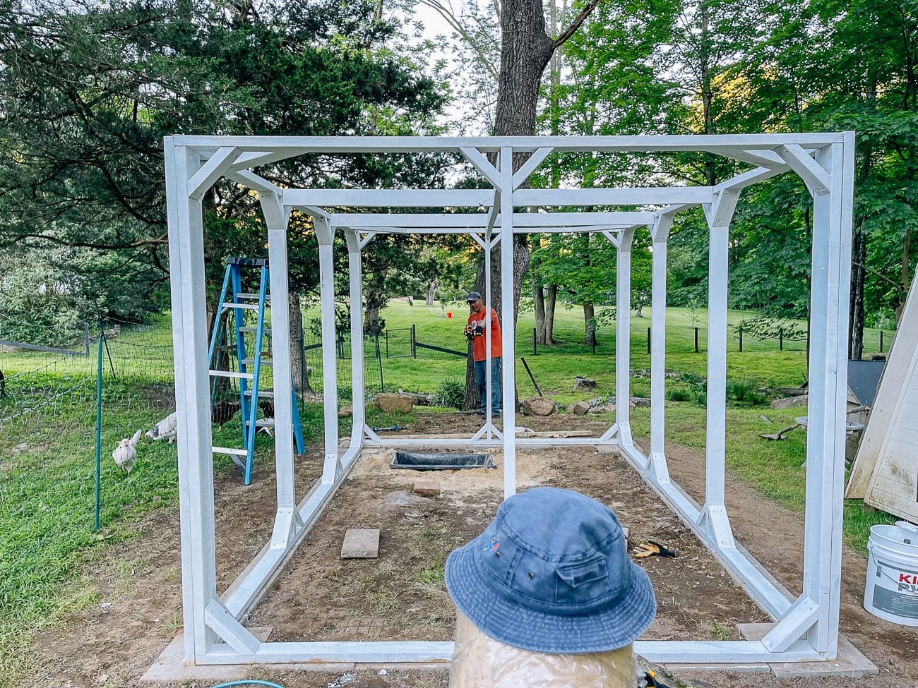 Duck run frame painted white