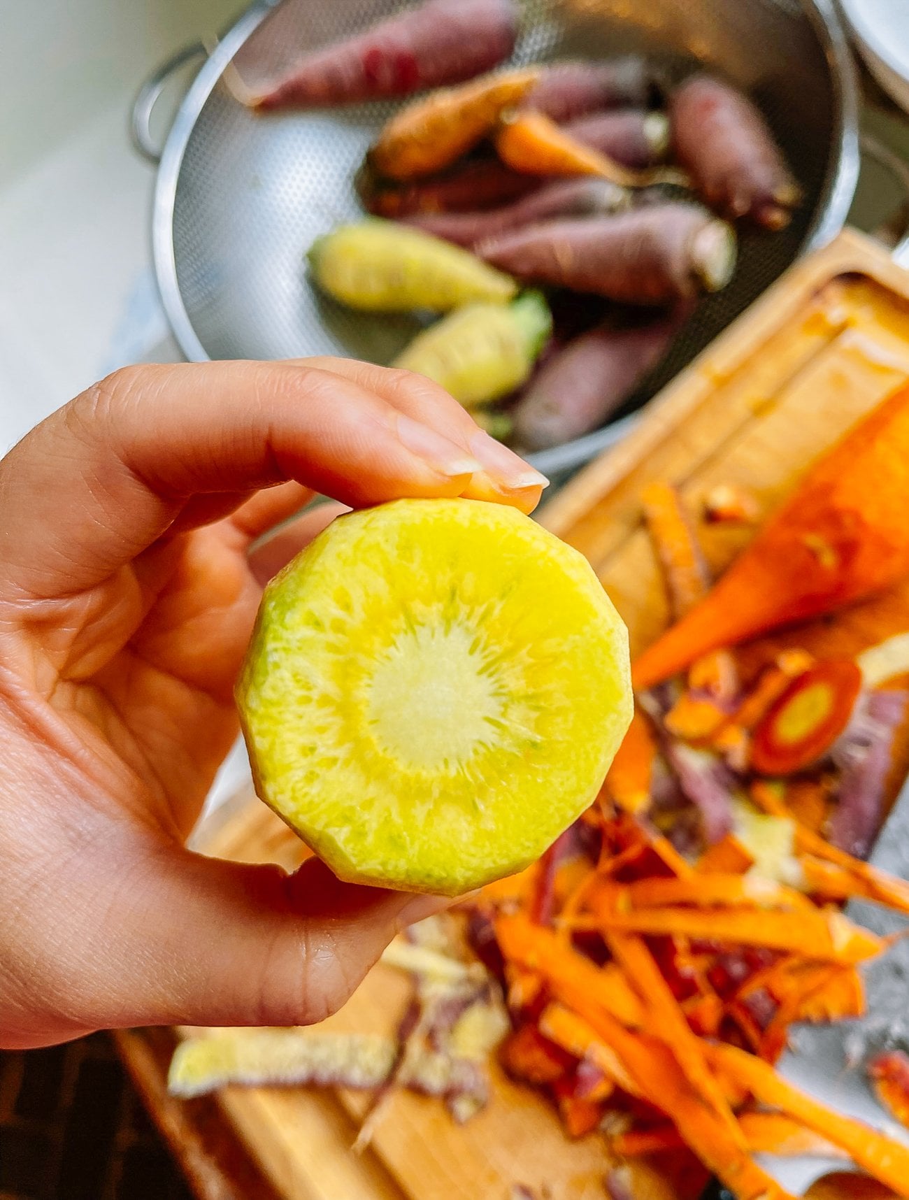 cross-section of a yellow carrot