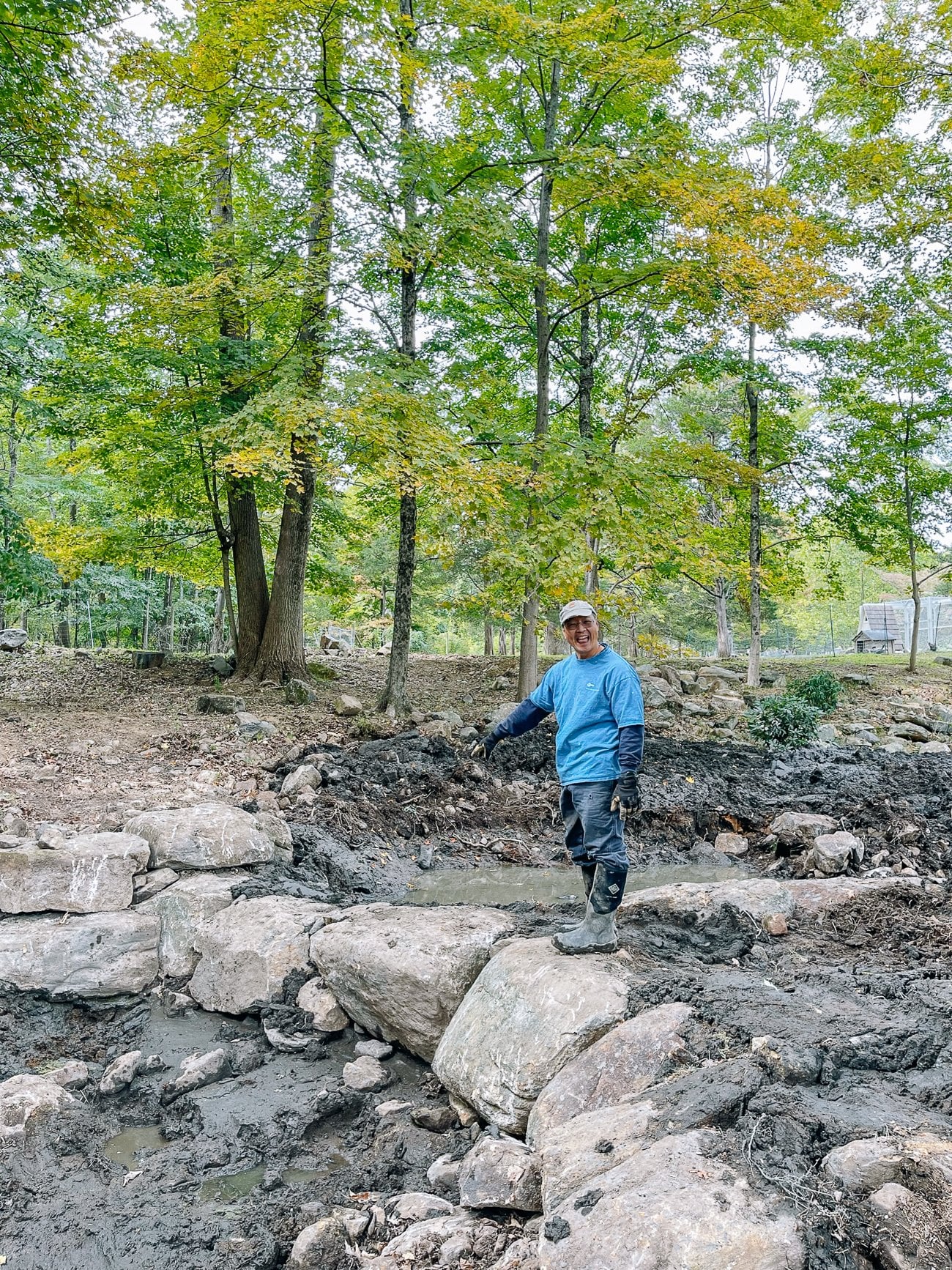 Bill by new pond at lower stream