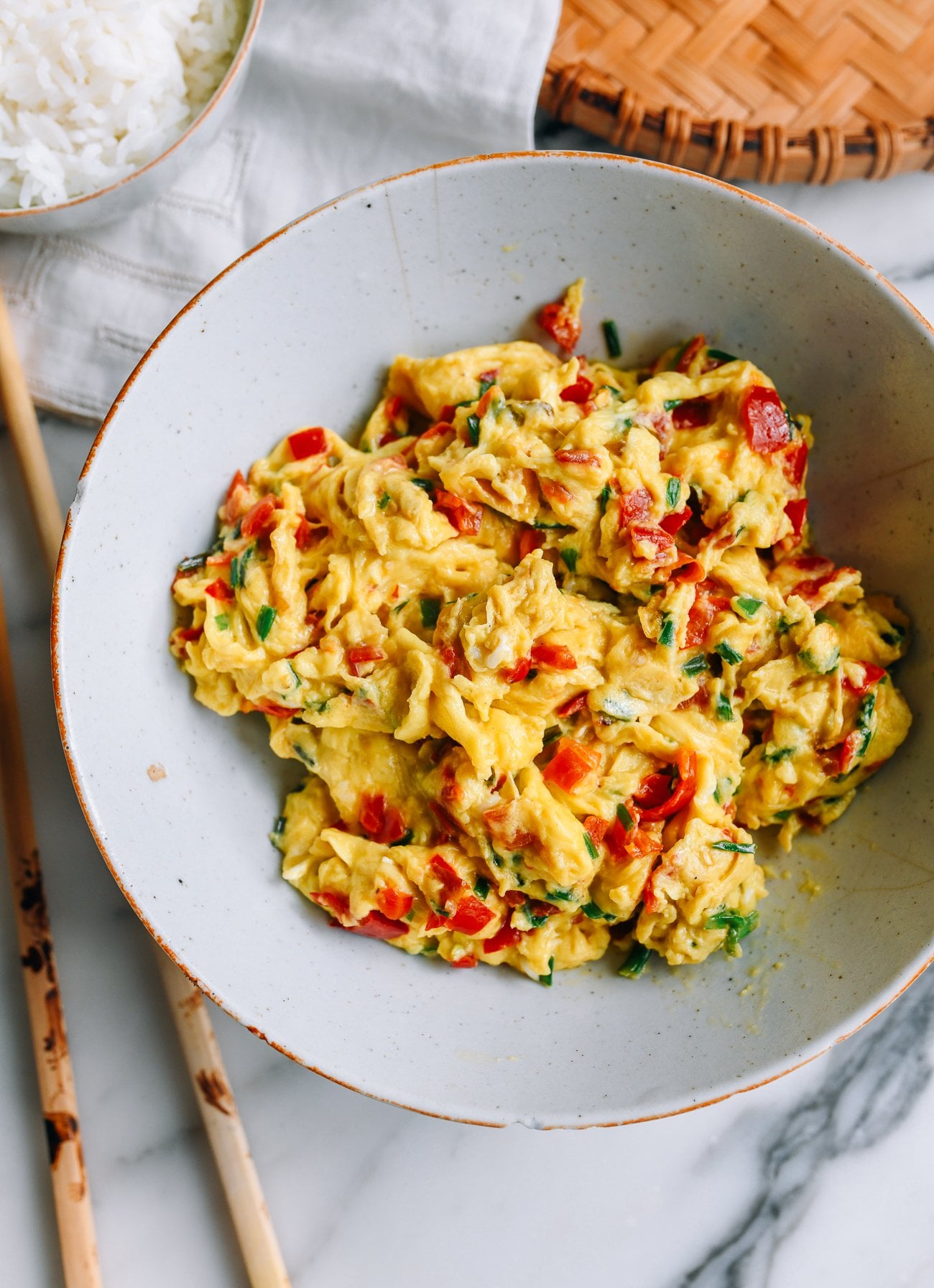 Fluffy Chinese Scrambled Eggs with Chives and Duo Jiao