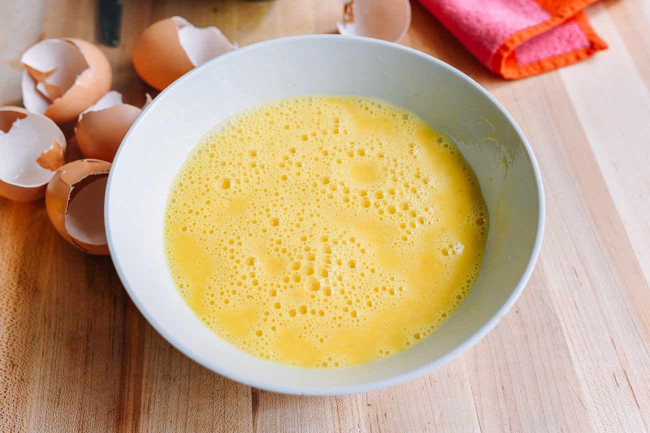 beaten eggs with bubbles on top