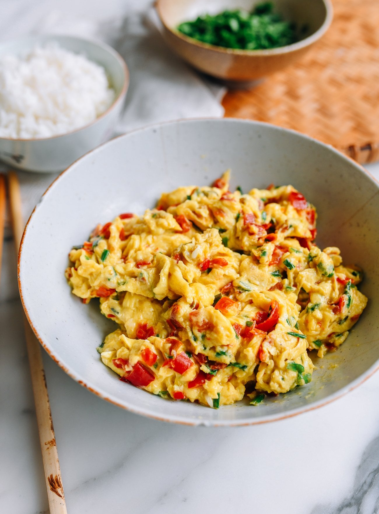 Fluffy Chinese Scrambled Eggs with Salted Chilies (Duo Jiao)