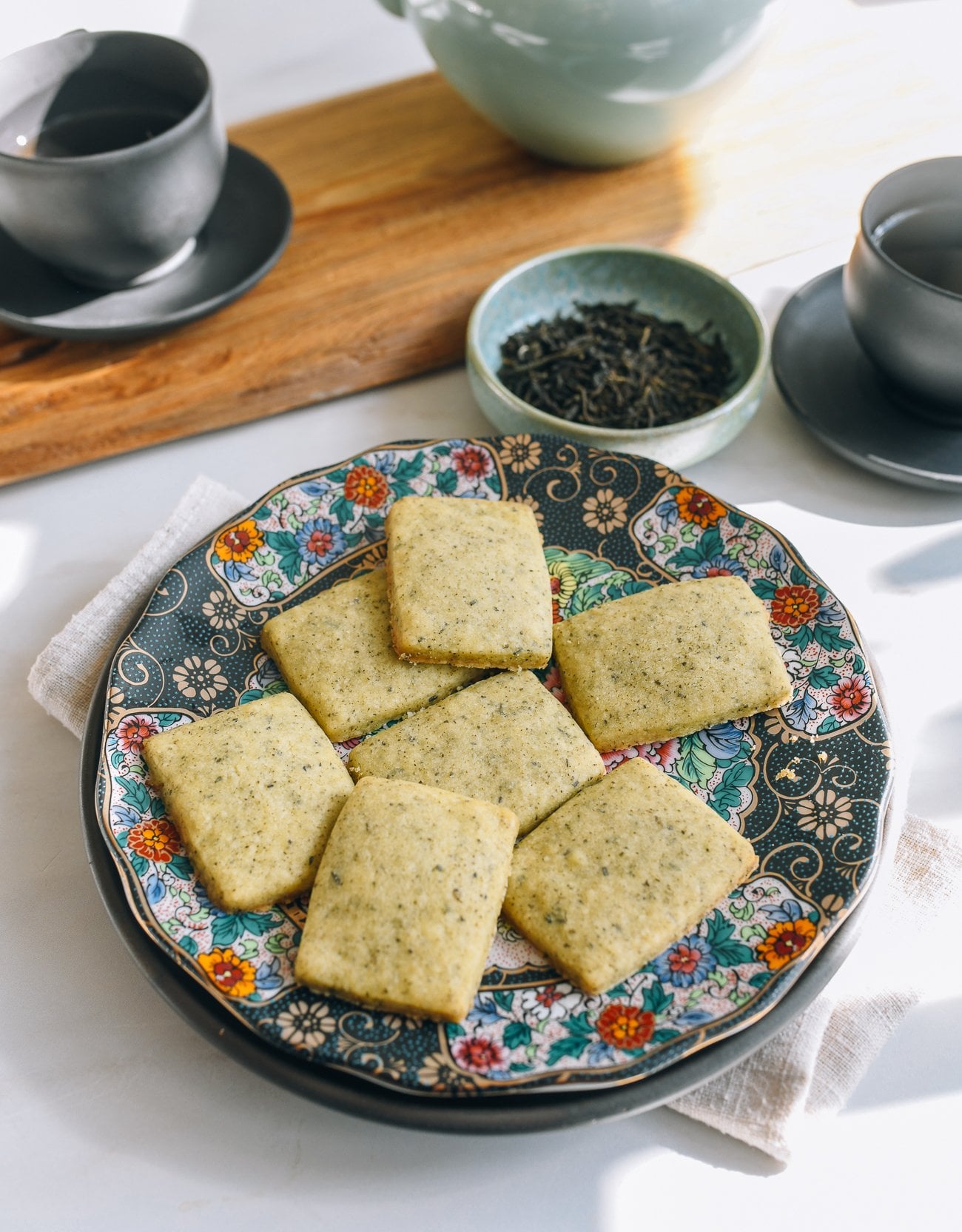 plate of jasmine shortbread cookies