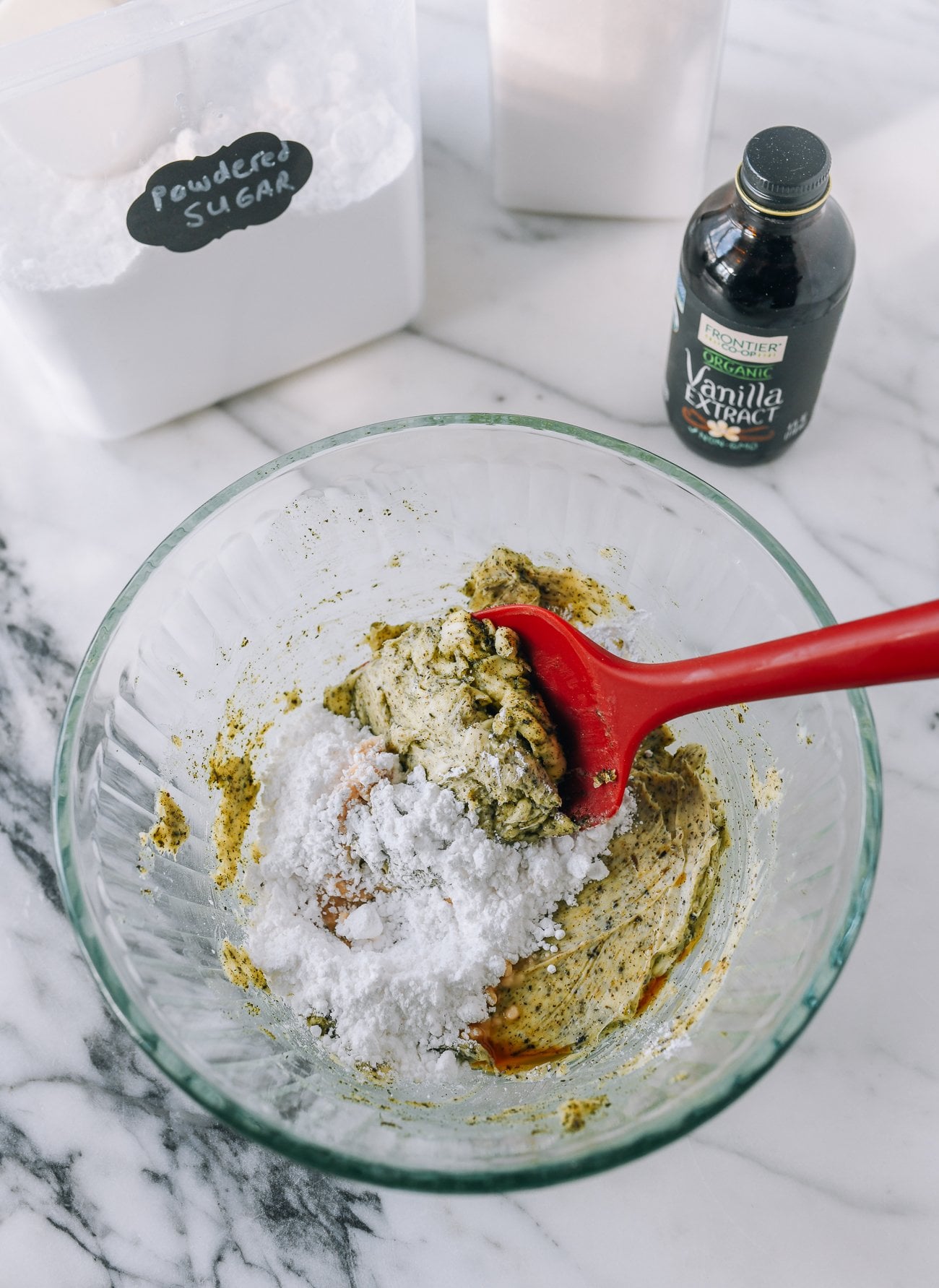 powdered sugar and vanilla added to butter and tea
