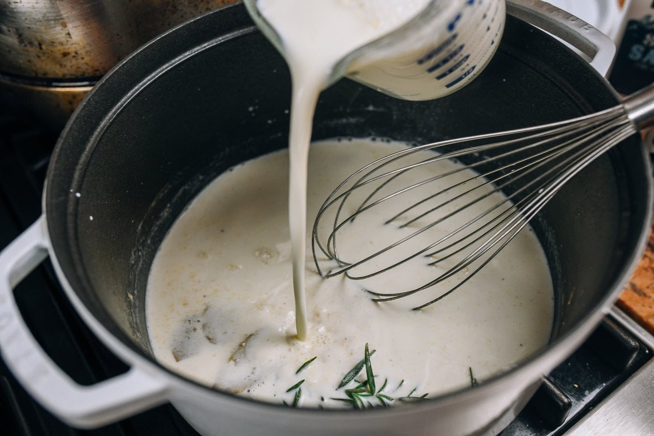 adding milk to roux