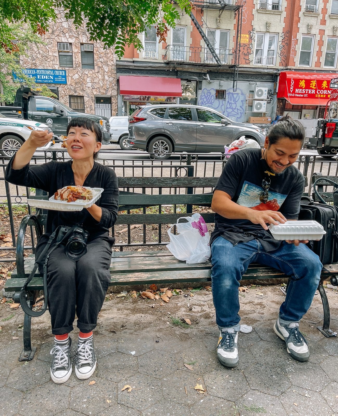 Christina and Alex enjoying lunch in Chinatown