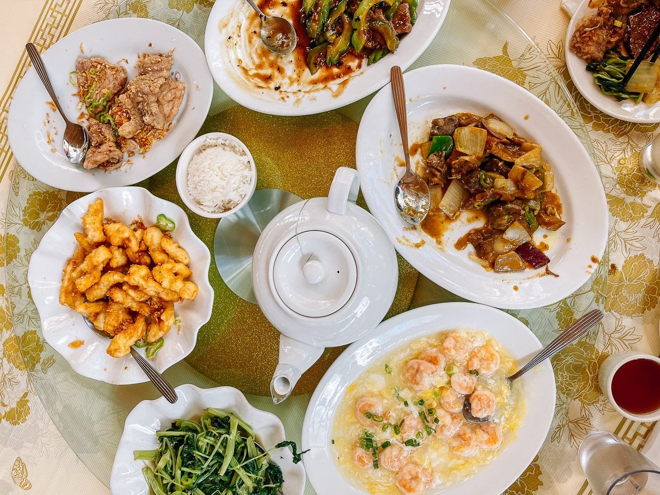 a Cantonese restaurant spread