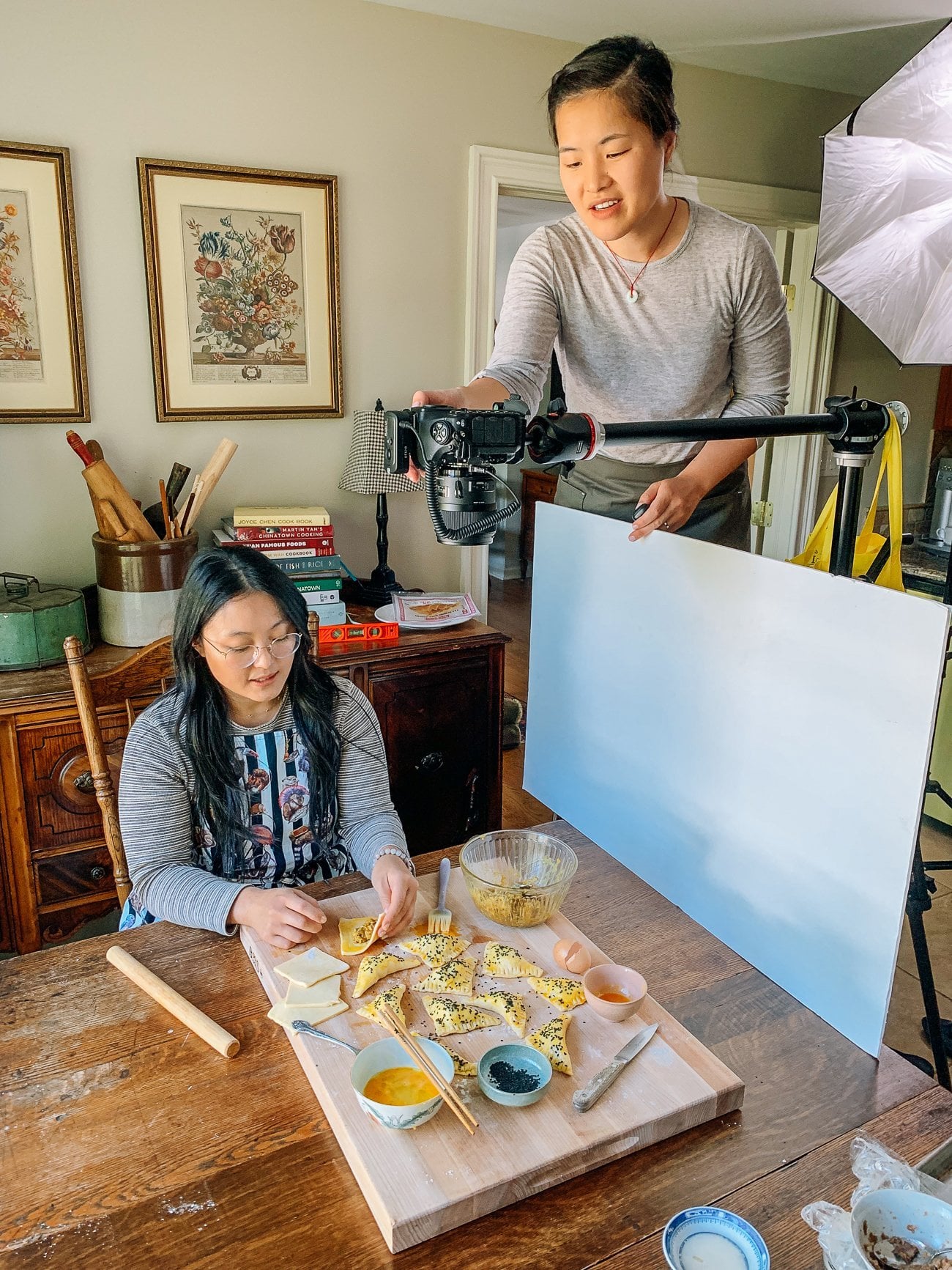 Sarah and Kaitlin shooting photo for The Woks of Life cookbook