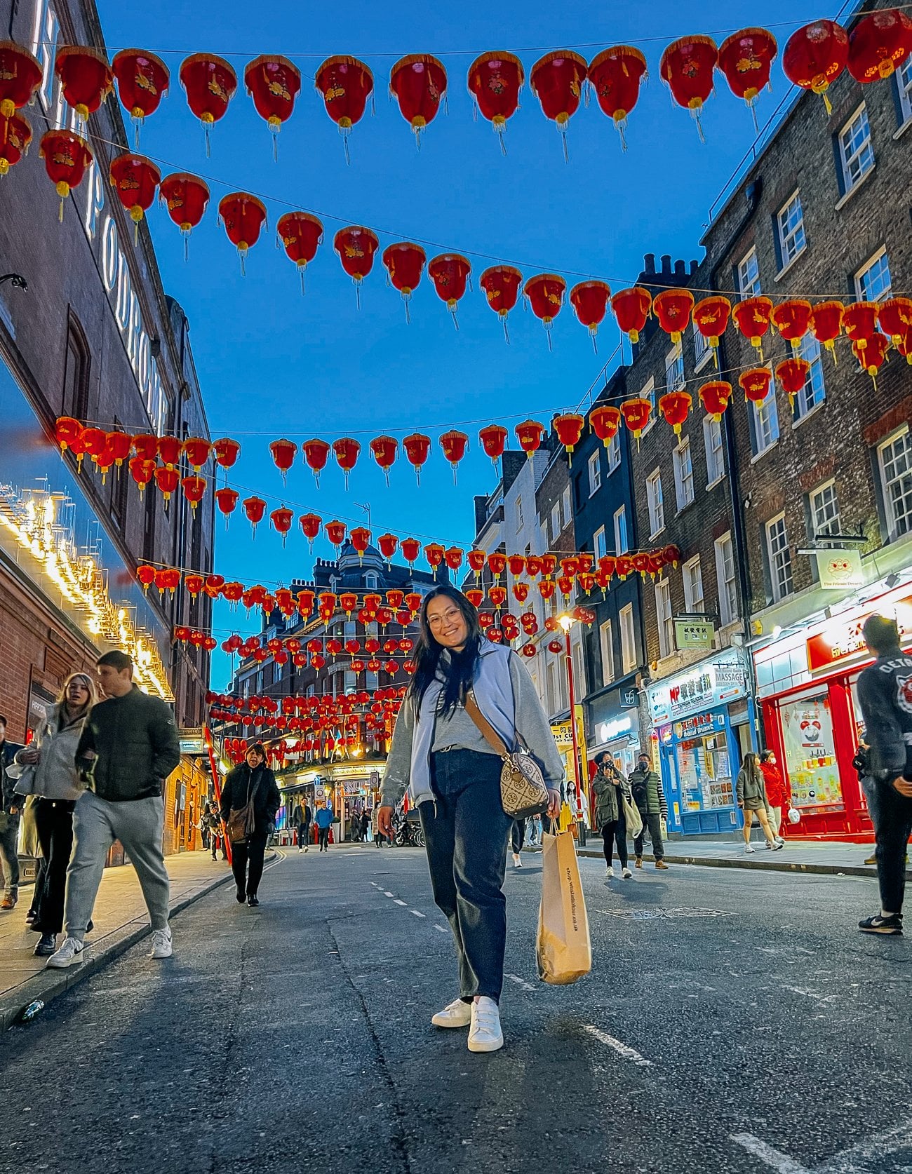 Kaitlin in London Chinatown at night