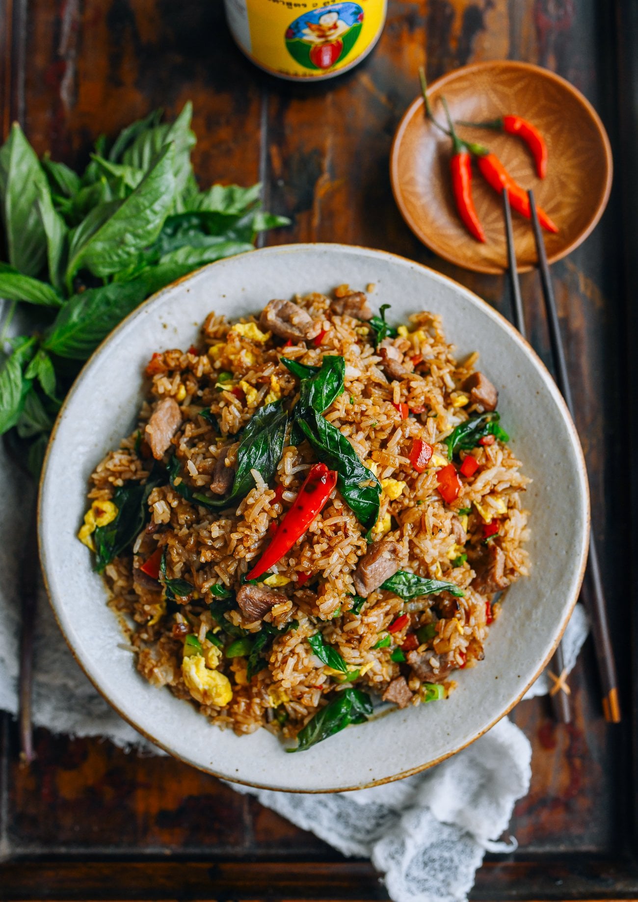 Bowl of Thai Basil Fried Rice Khao Phat