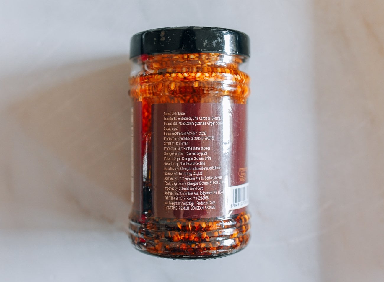 You Po Lazi Chili Oil Ingredients Label