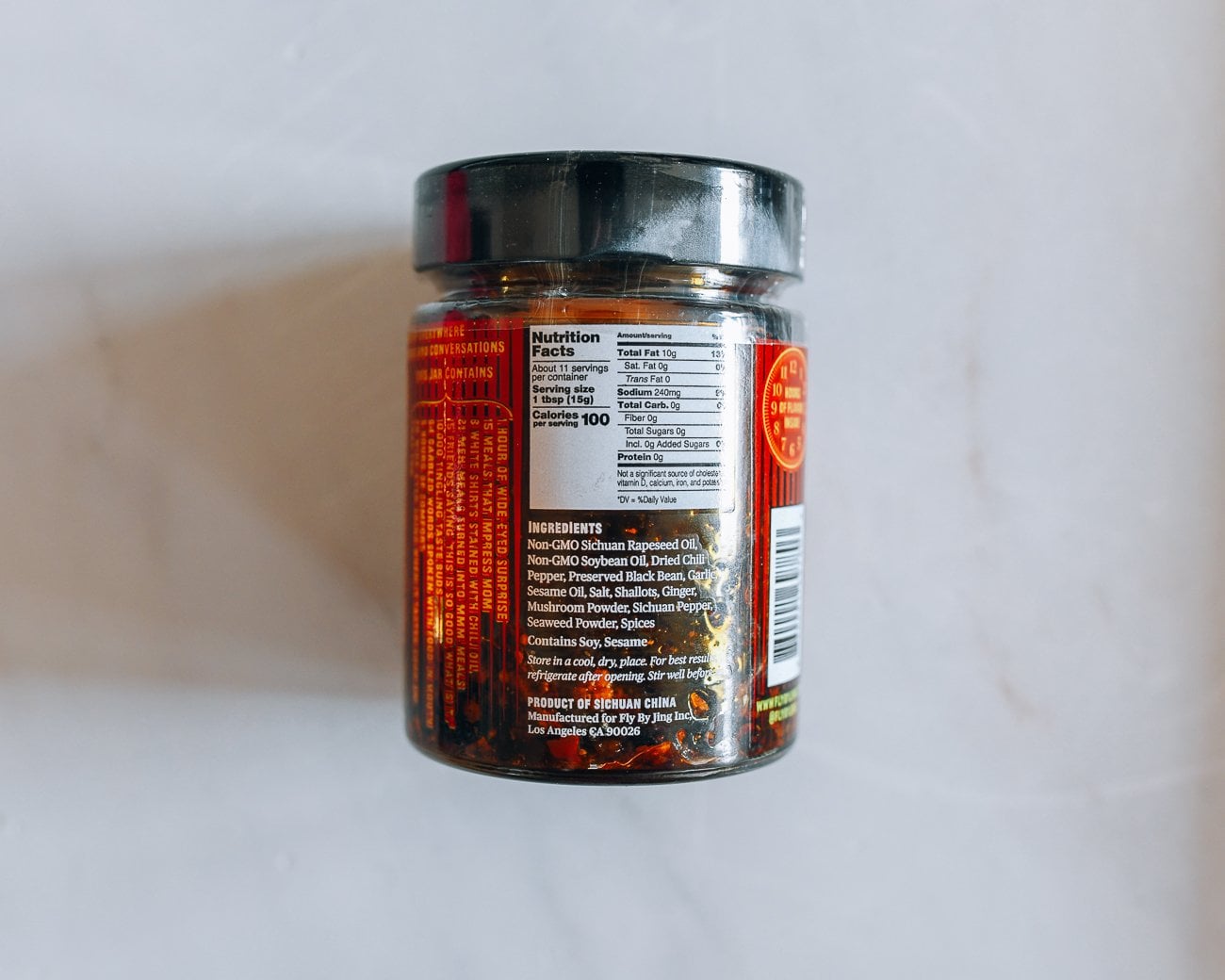 Fly By Jing Sichuan Chili Crisp Ingredients Label