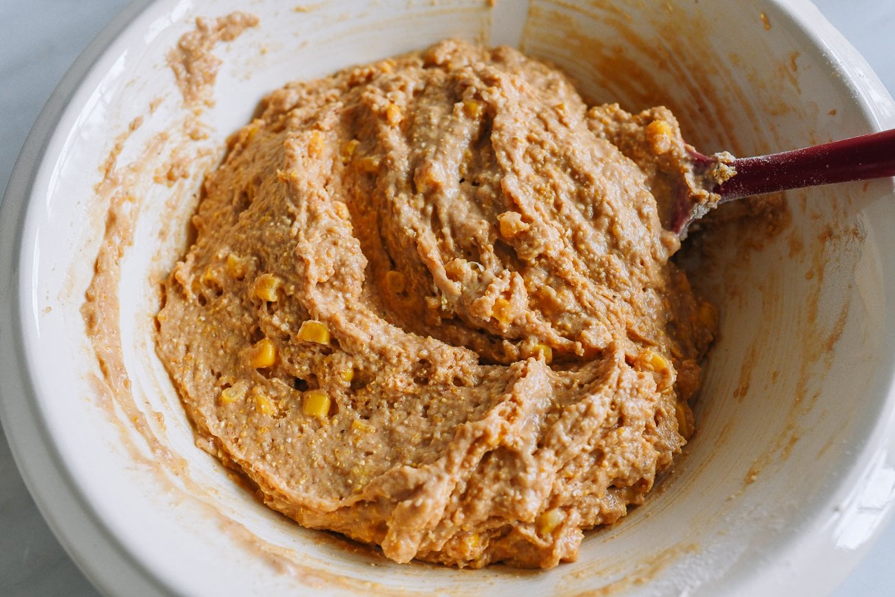 cornbread mixture with canned corn