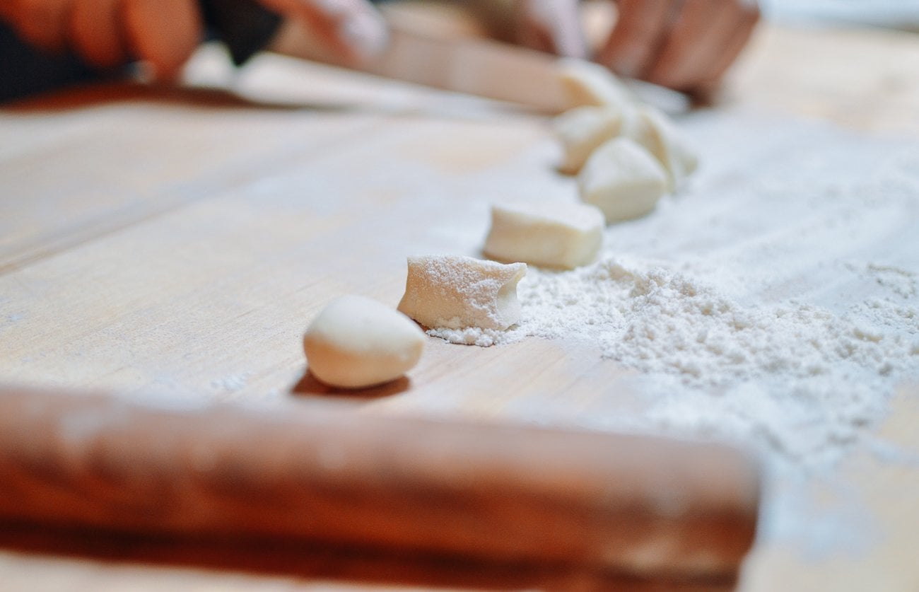 dumpling dough cut into small pieces