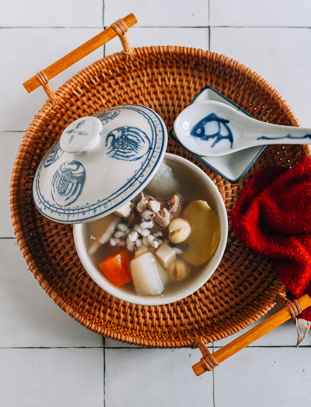 Chinese Four Gods or Four Spirits Soup with Dried Herbs