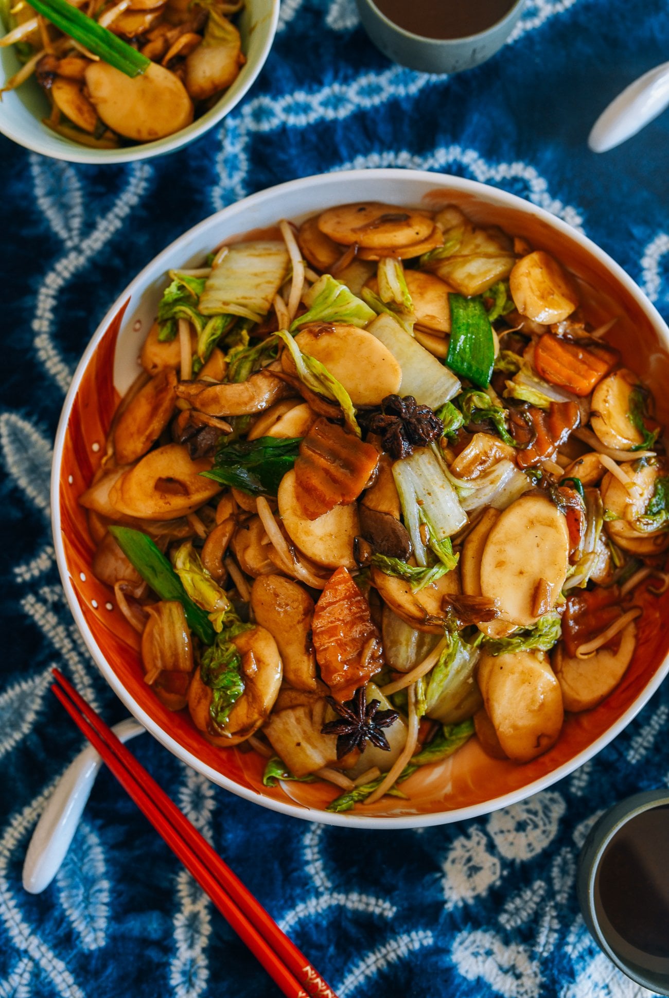 Stir-fried Chinese Rice Cakes with Mixed Vegetables