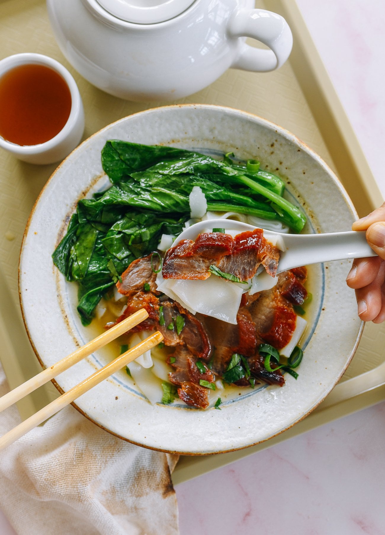 Ho Fun Noodles with Char Siu in Soup
