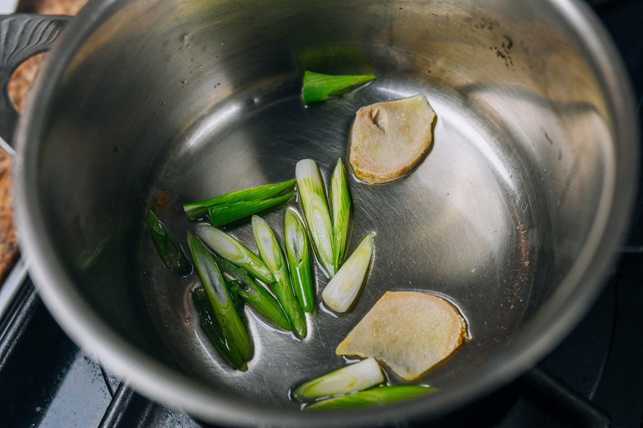 ginger and scallion in medium pot