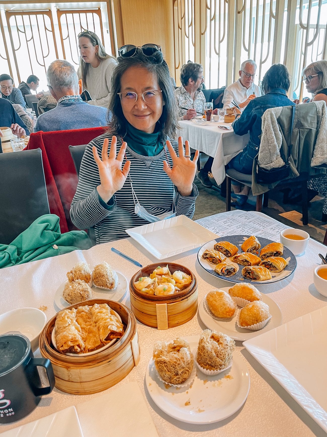 Judy enjoying dim sum