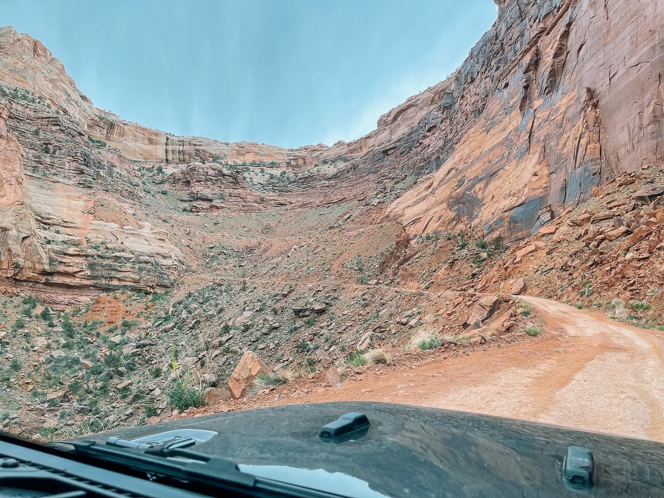 driving jeep on Shafer Trail