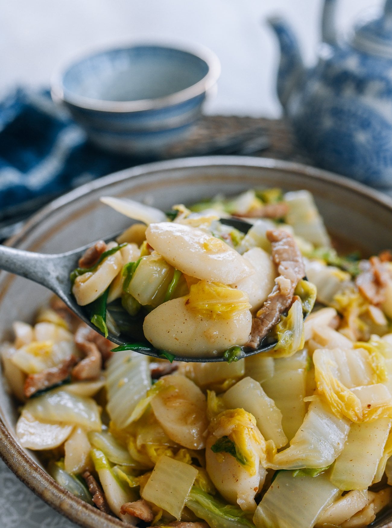 Rice Cakes with Napa Cabbage and Pork (白菜肉丝年糕)