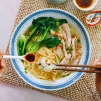 Chinese Chicken Noodle Soup with chili oil