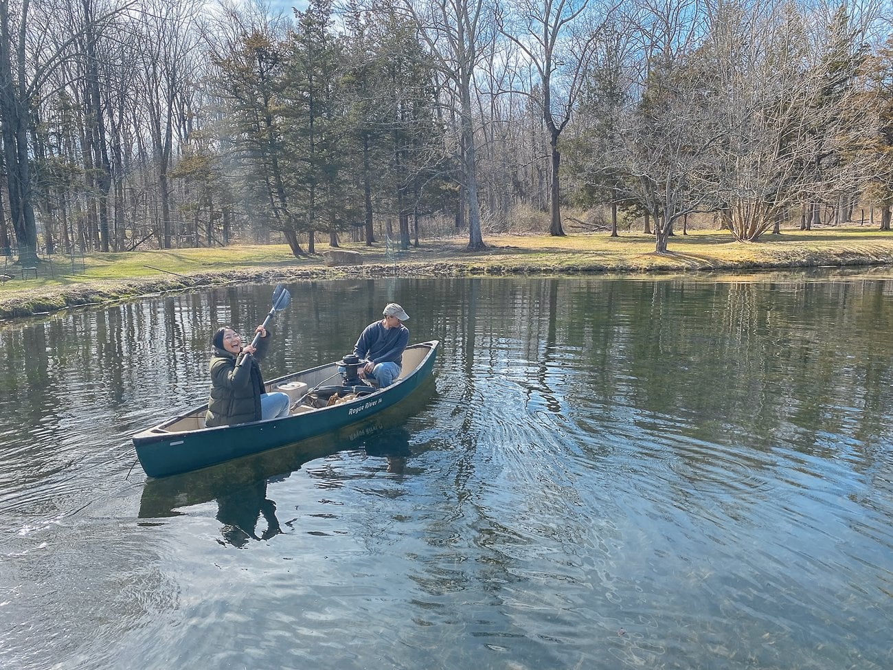 Bill and Kaitlin on the pond