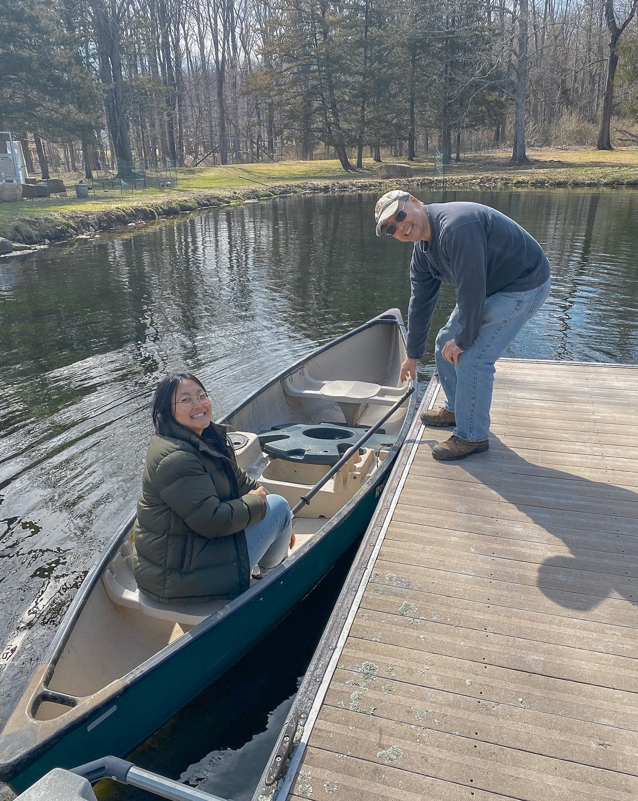 Bill and Kaitlin getting into canoe