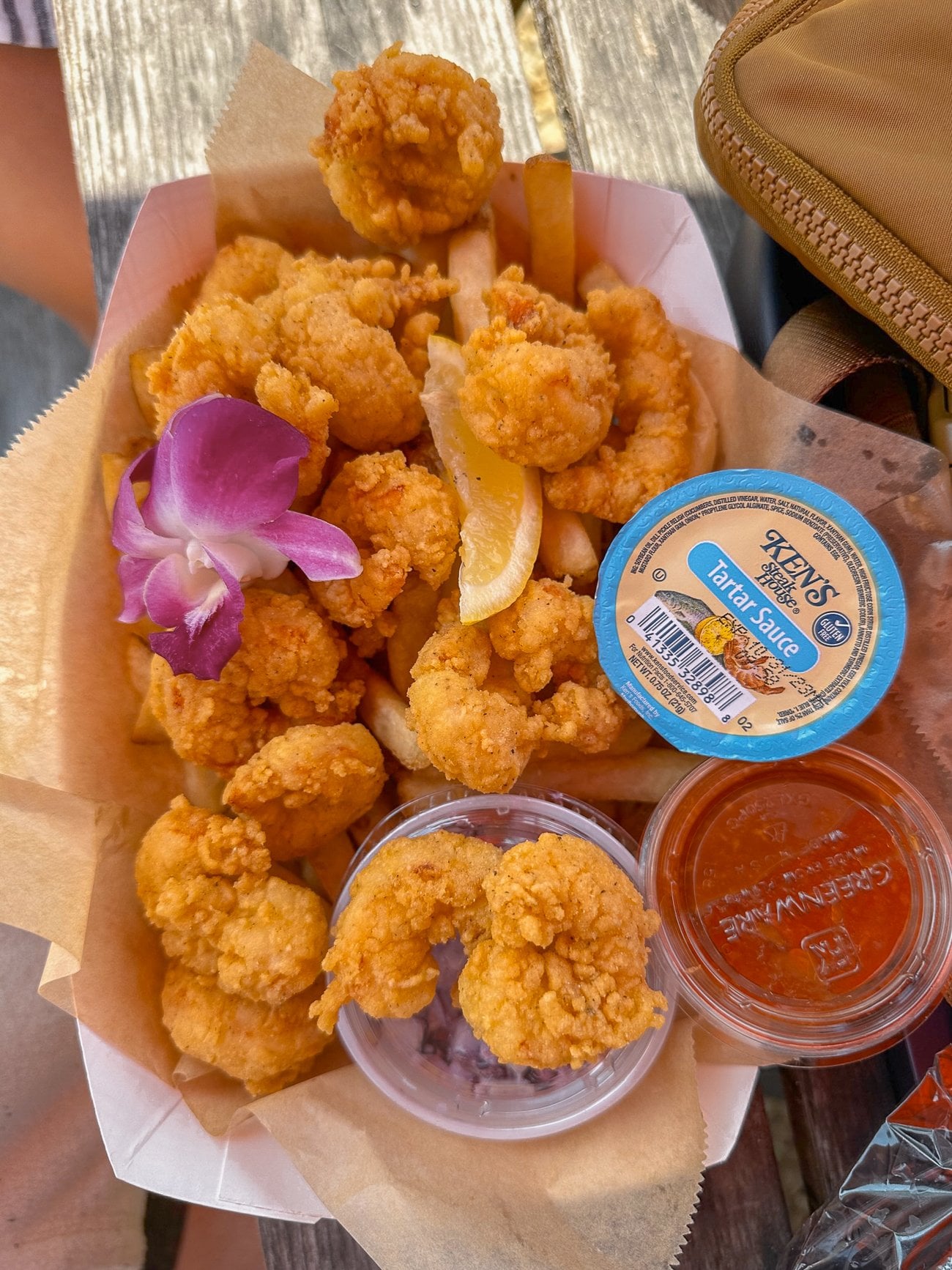 Fried shrimp at Shannon's Unshelled in Boothbay Harbor