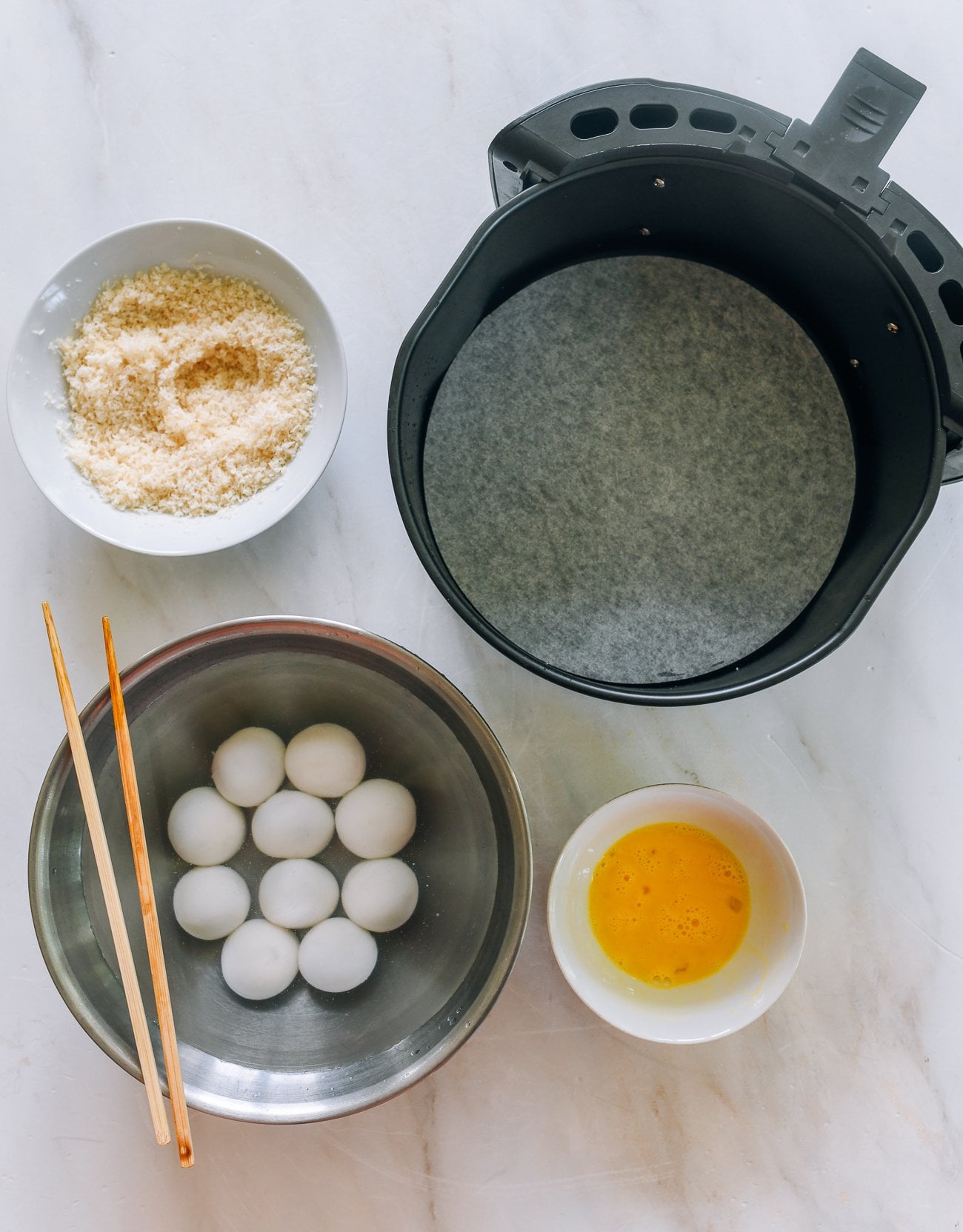 making crispy tang yuan in an air fryer