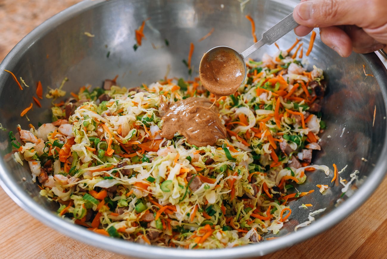 Adding peanut butter to egg roll filling