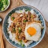 Gyudon with Egg Over Rice