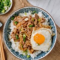 Gyudon with Egg Over Rice