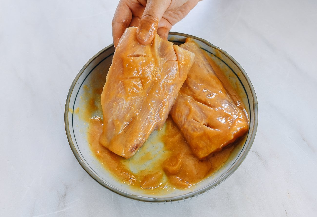 fish filets in miso marinade