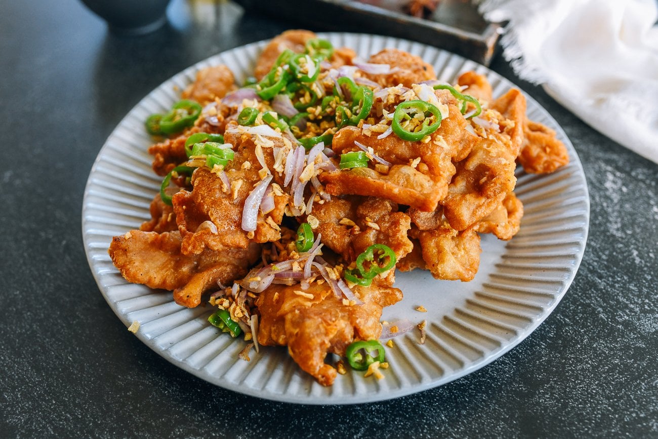 plate of Chinese salt and pepper chicken