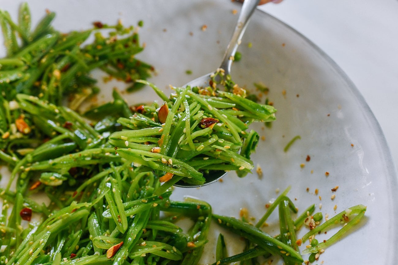 Spoonful of snap pea salad