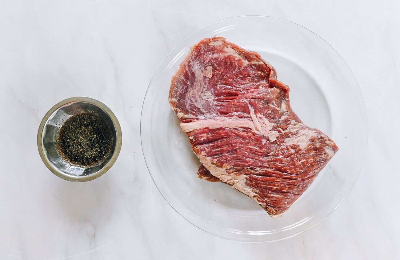 skirt steak and marinade ingredients