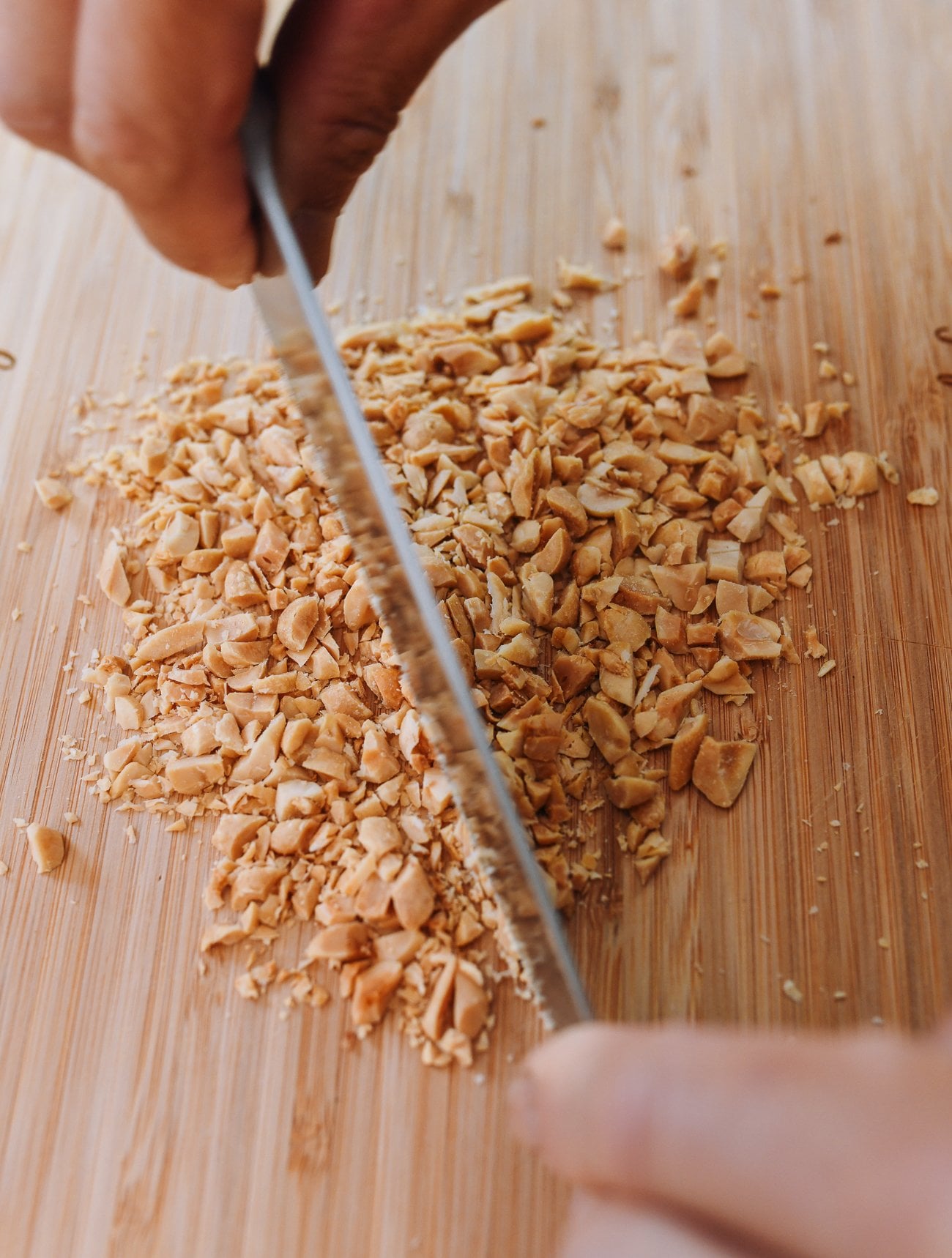 chopping peanuts