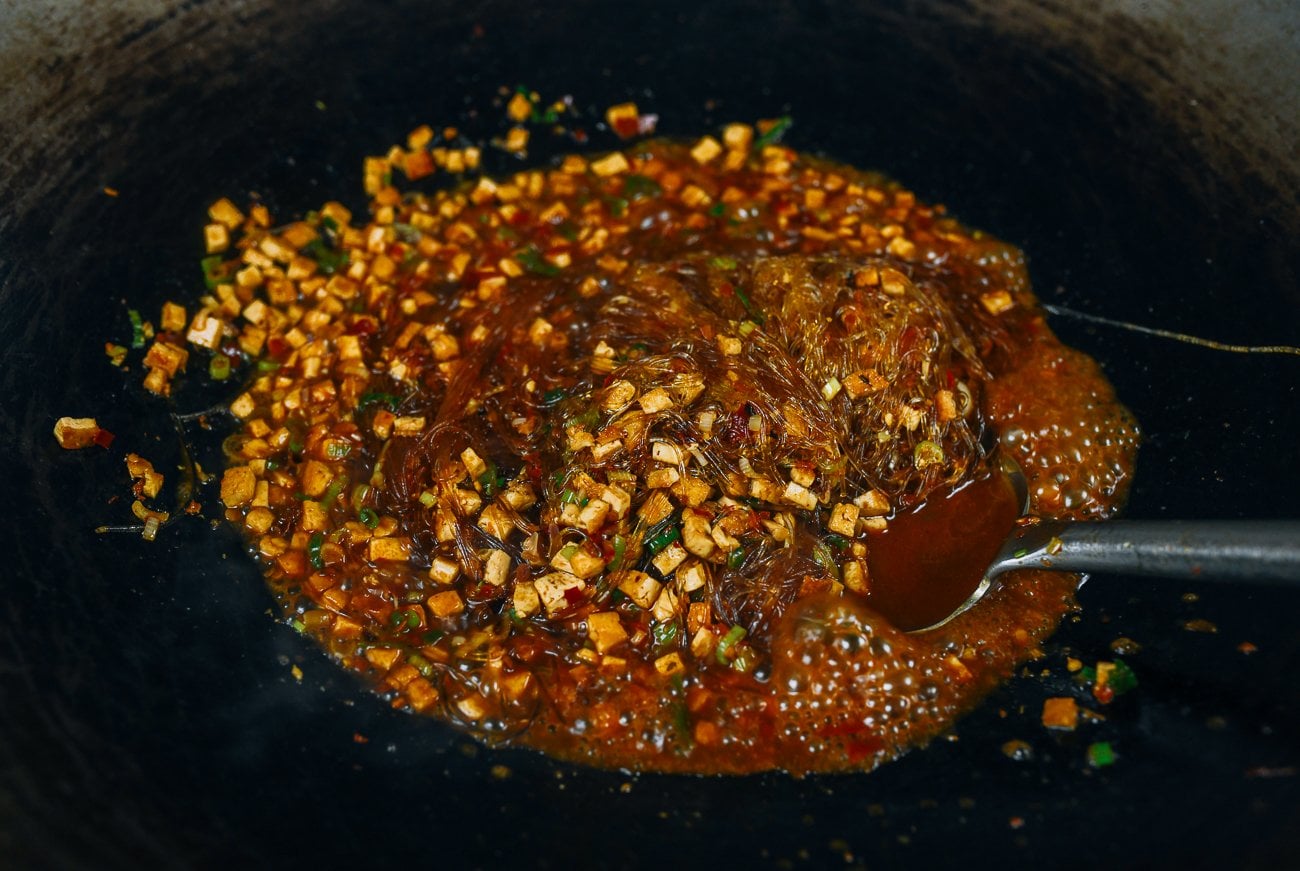 vegan ants climbing a tree in wok