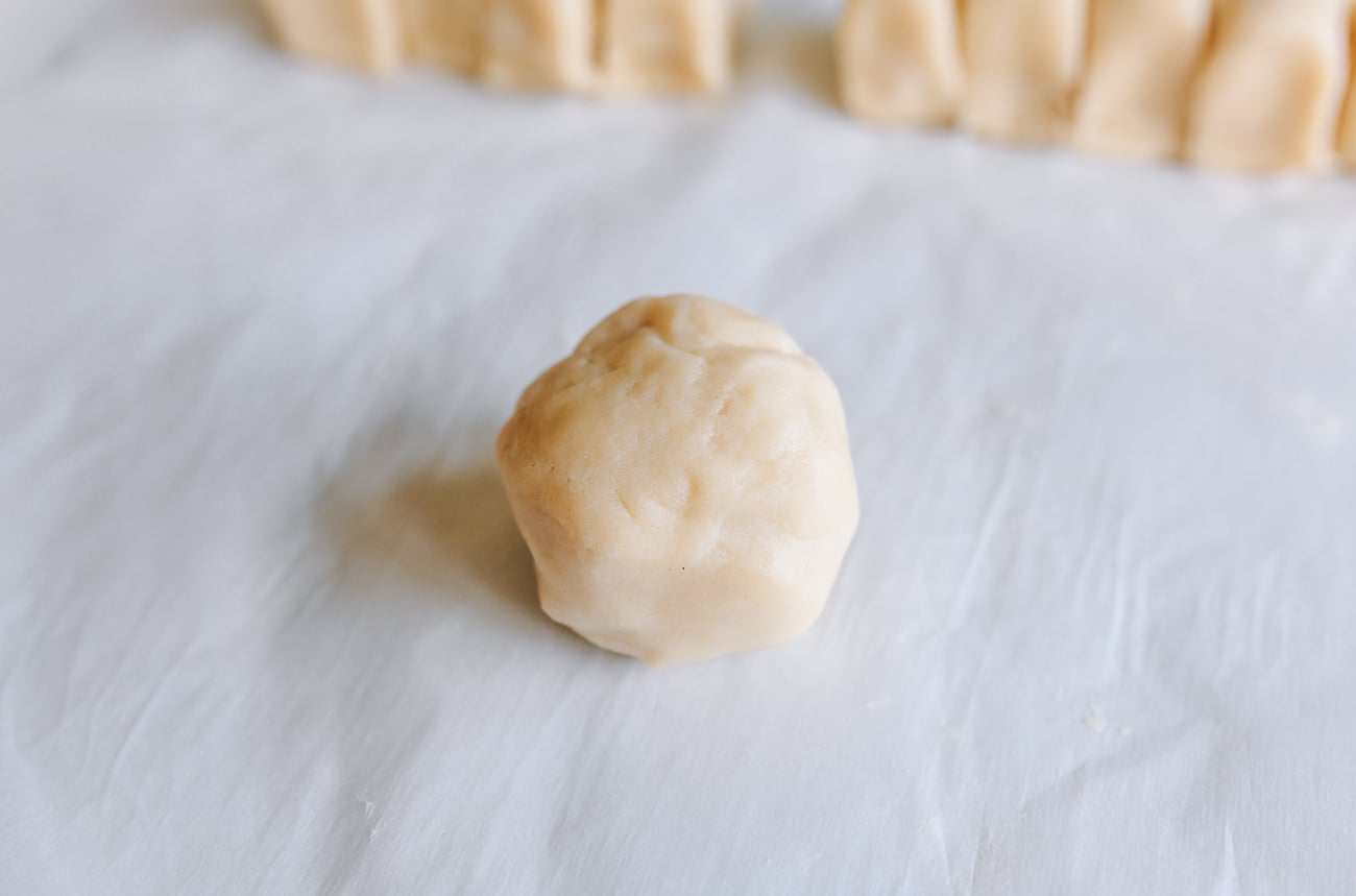 ball of dough wrapped around winter melon filling