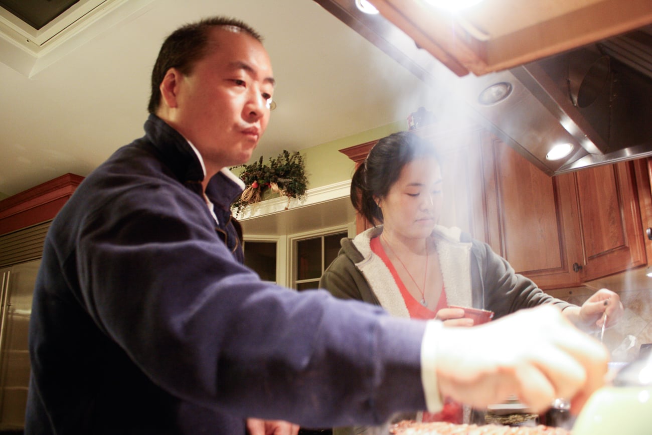 Bill and Sarah cooking