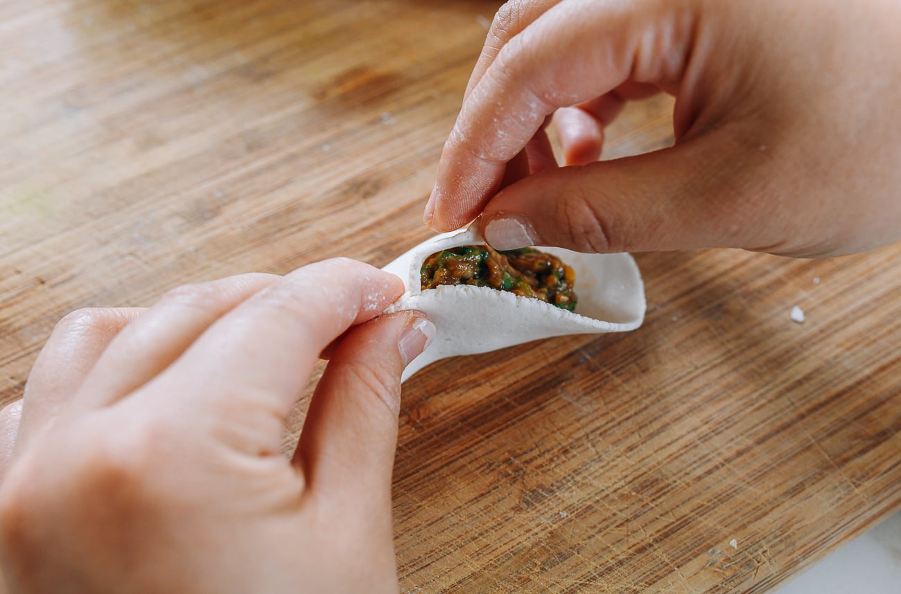 pleating gluten-free dumpling