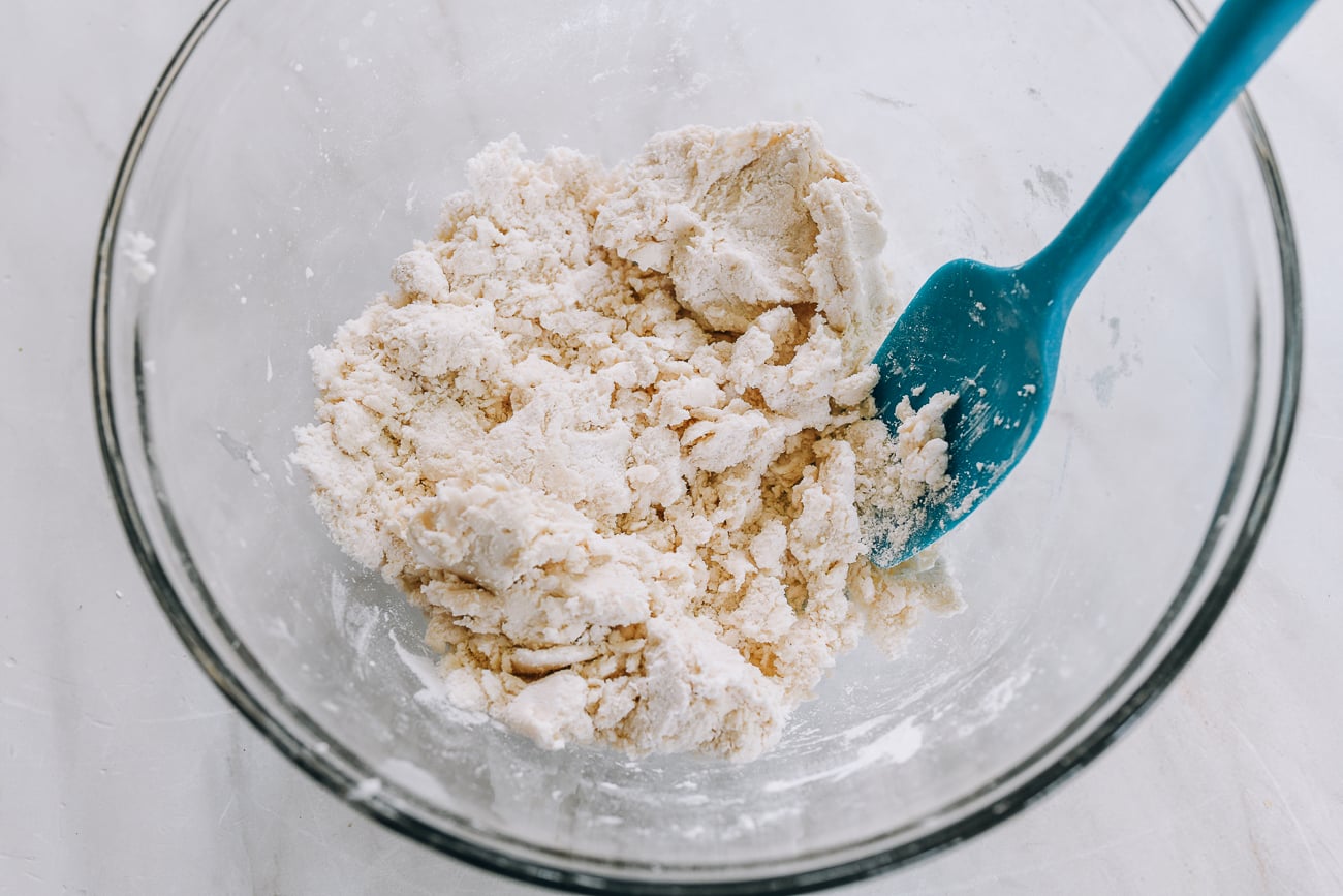 mixing GF dumpling wrapper dough