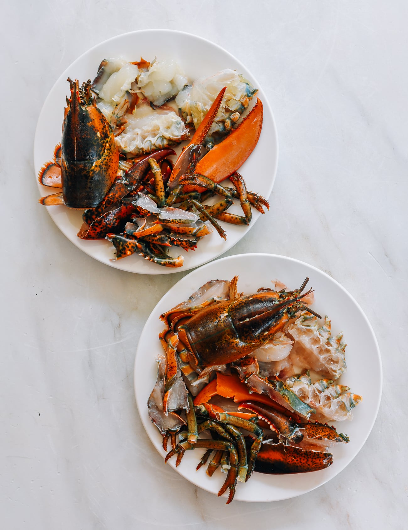 prepared lobster cut up