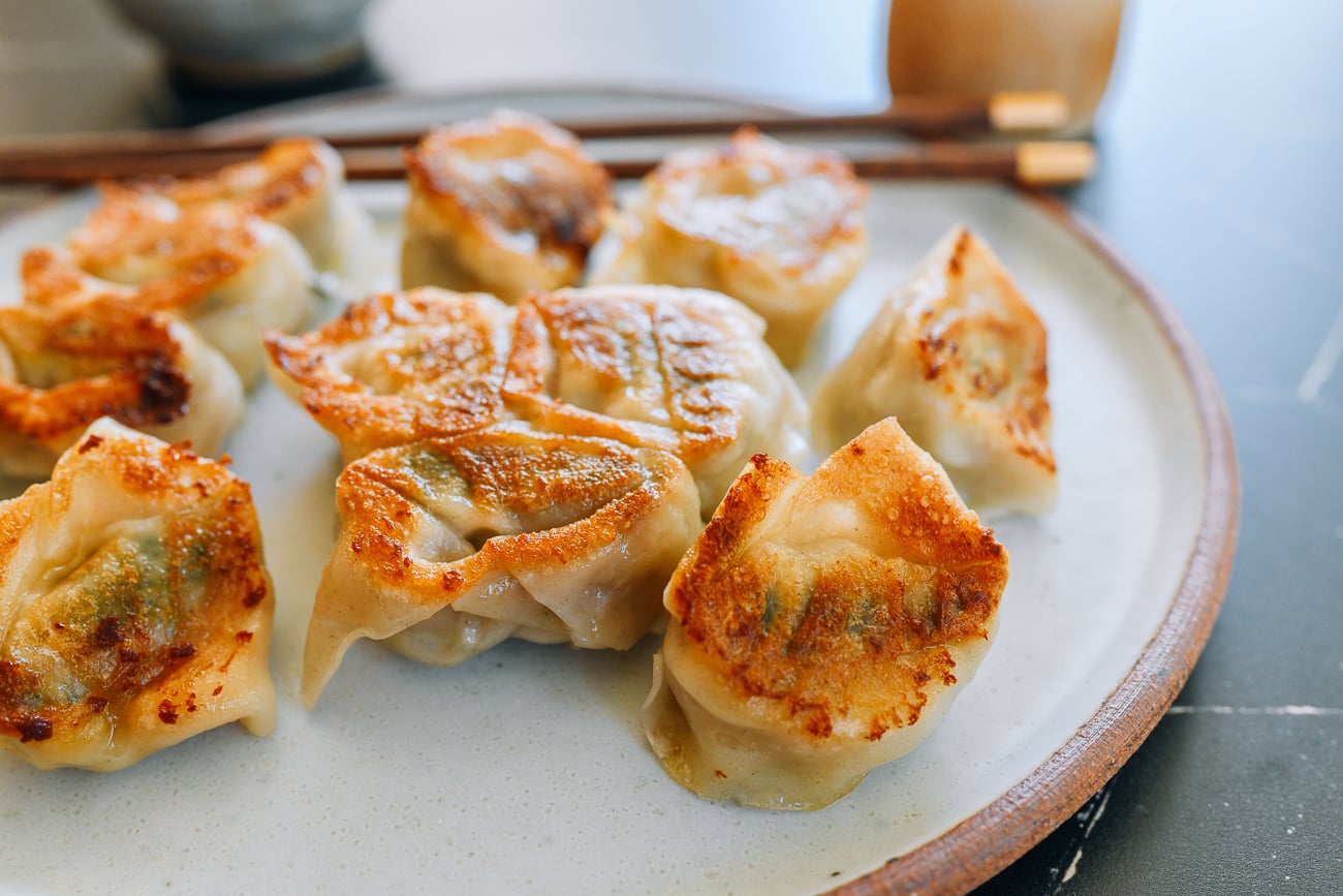 Plate of pan-fried wontons