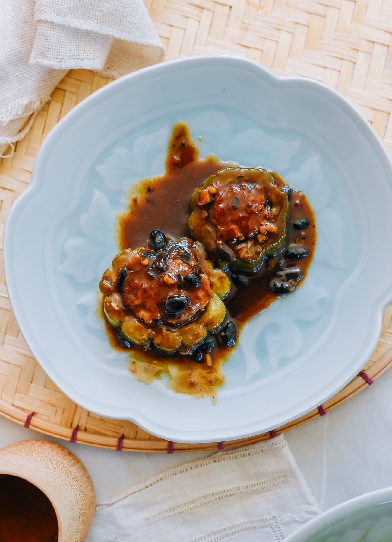 Stuffed Bitter Melon on Plate