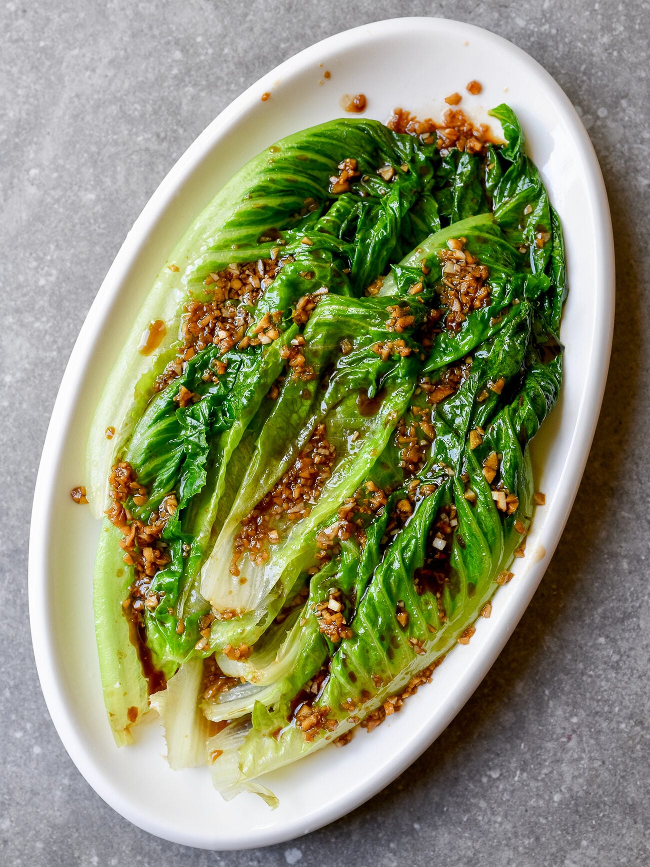 Chinese-style Cooked Lettuce with Oyster Sauce and Garlic