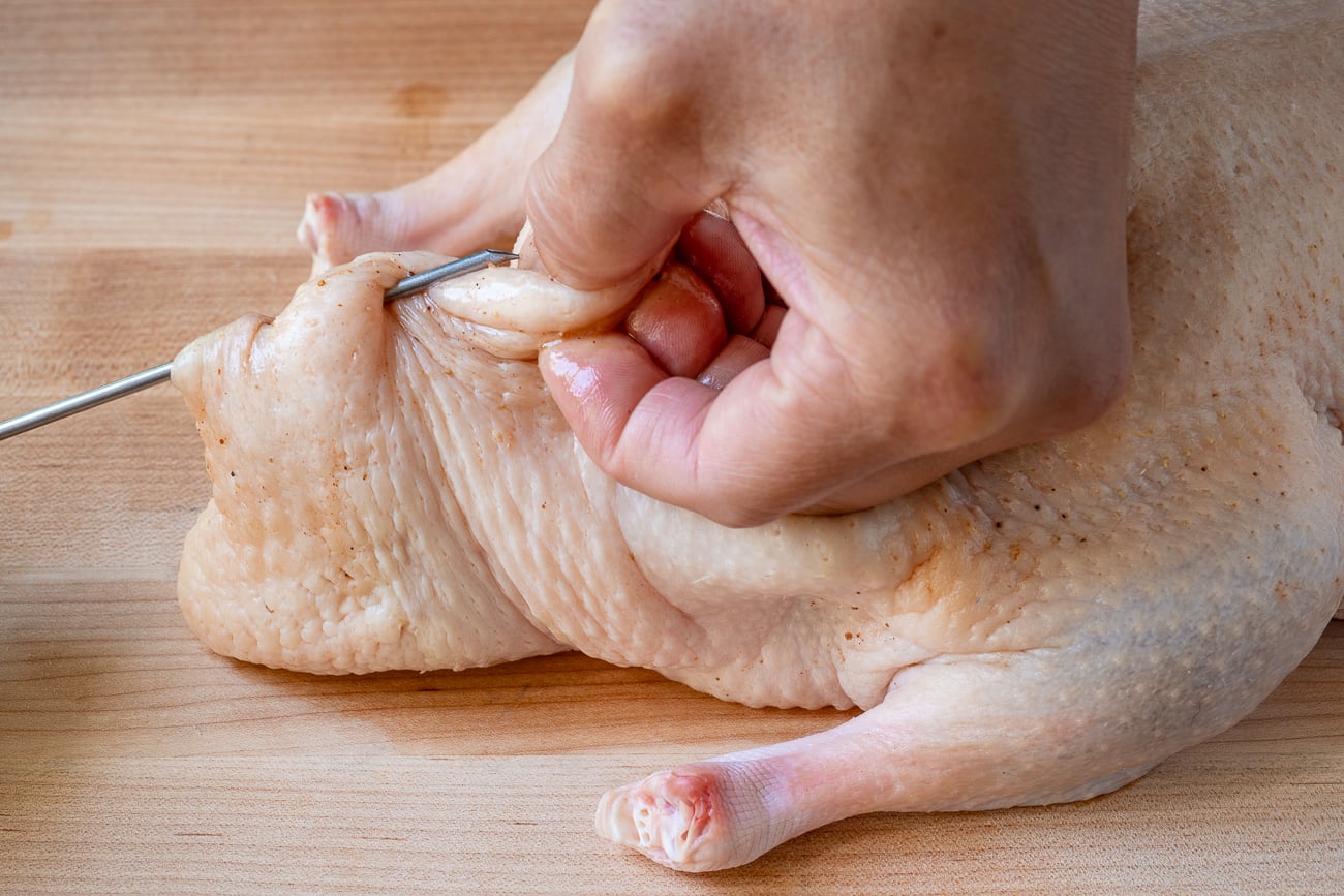 sealing duck cavity with metal skewer step 3