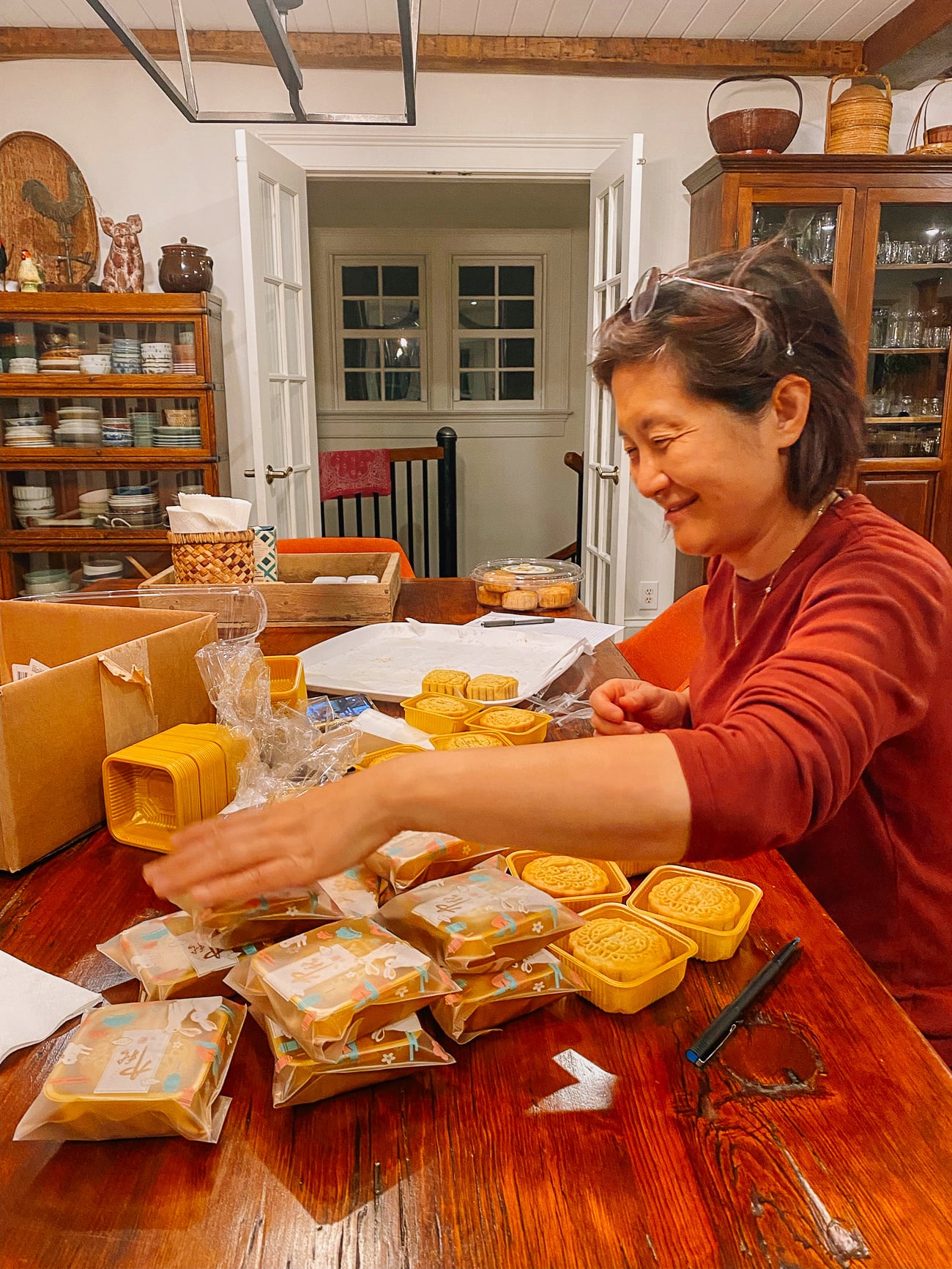 Judy making mooncakes